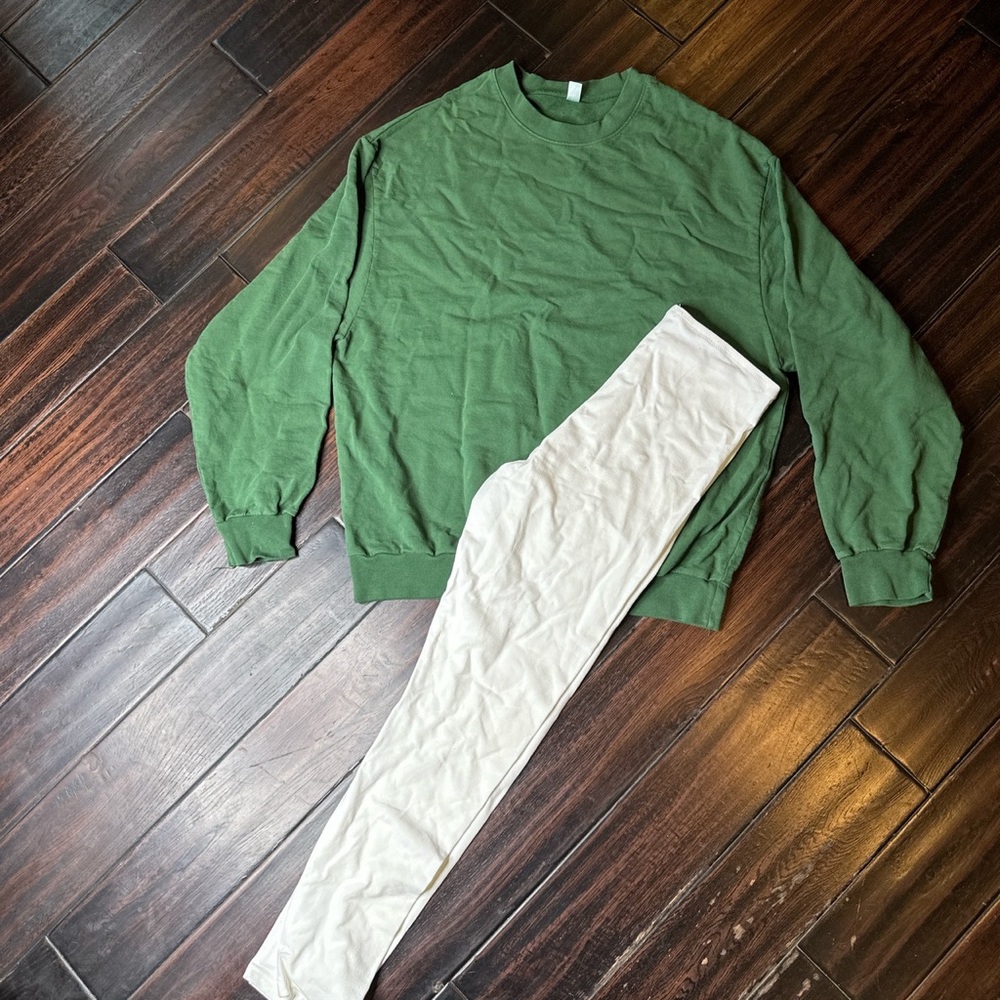 Crewneck terry cotton sweater & leggings set Los Angeles Apparel loungewear